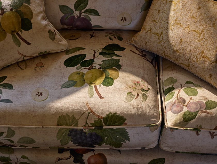 Alwinton 3 Seater Sofa in RHS Collection on Velvet William Hooker Fabric Detail